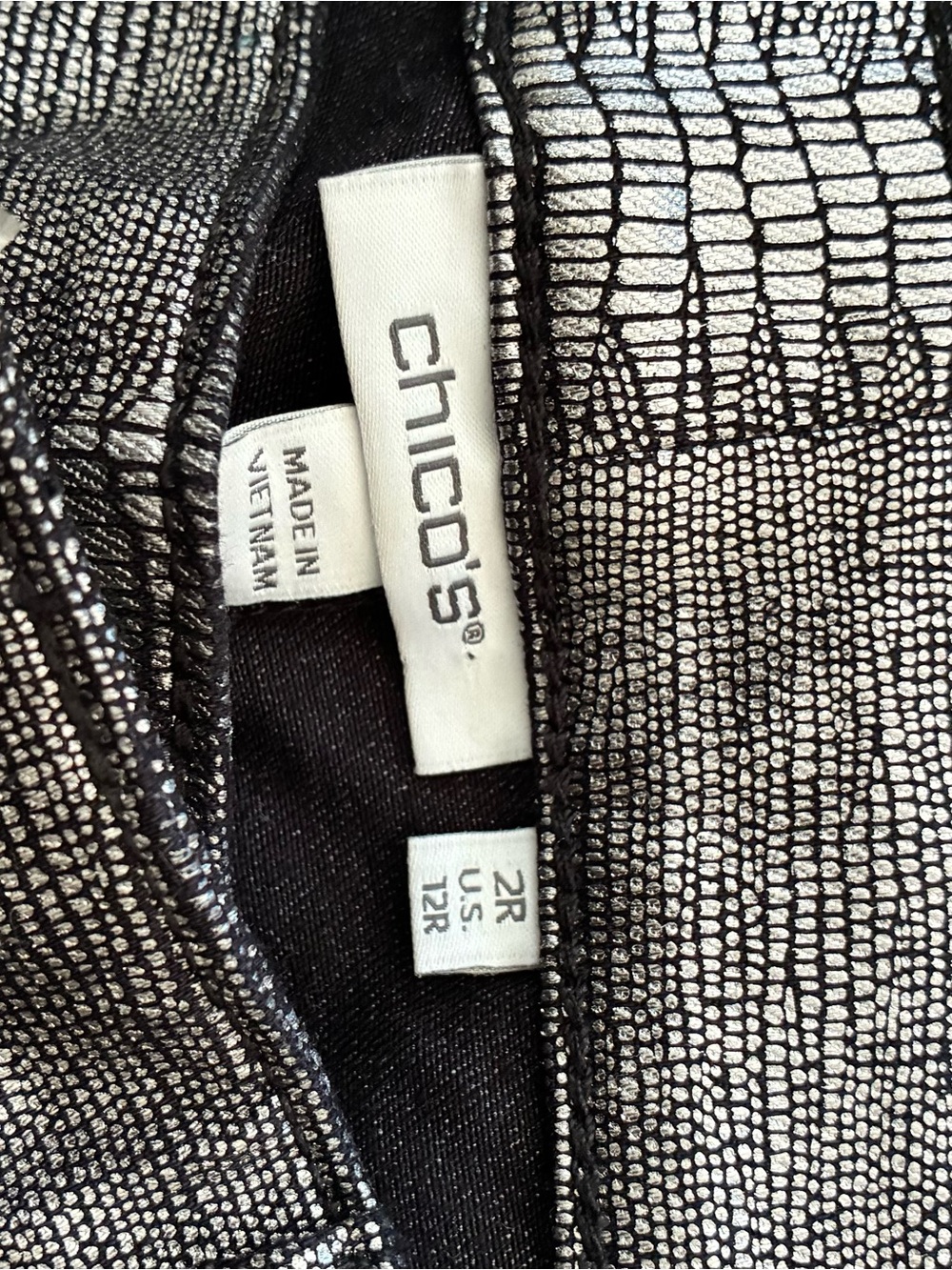 Chico's Metallic Black Silver Textured Jacket